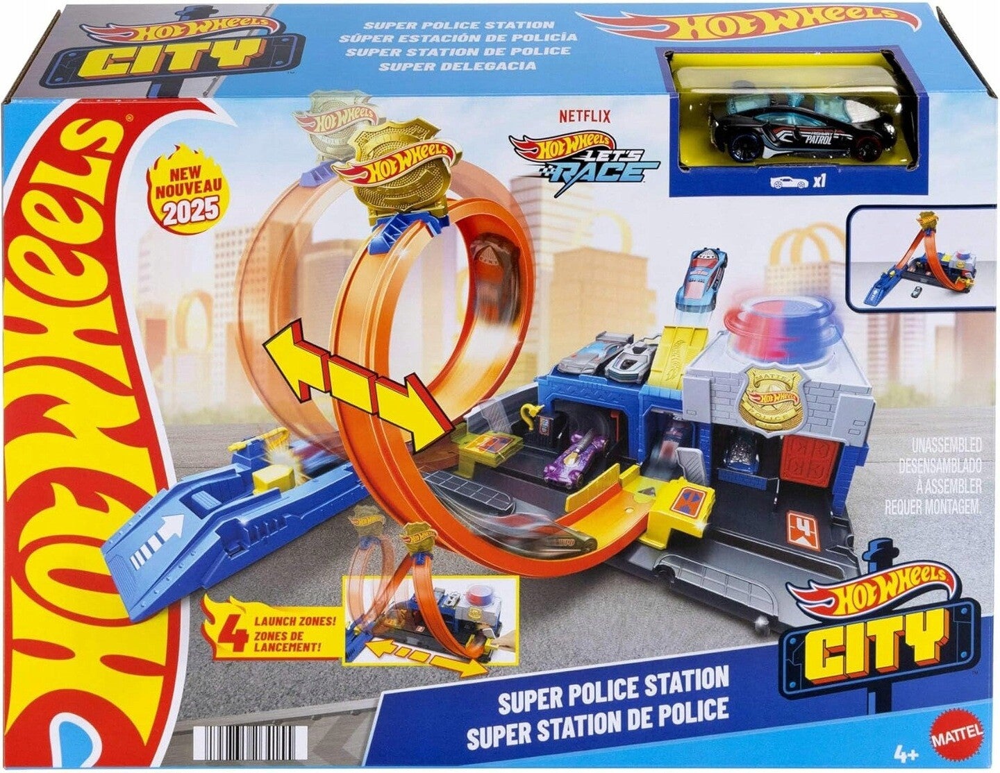 HOT WHEELS CITY Netflix Let's Race ZESTAW POSTERUNEK POLICJI Super pętla