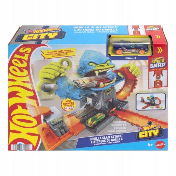 HOT WHEELS CITY ZESTAW TORÓW GŁODNY GORYL + autko, zestaw dla dzieci +4 lat