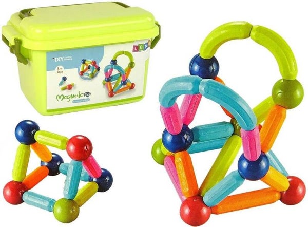Leantoys Klocki Magnetyczne Kuferek 34El.