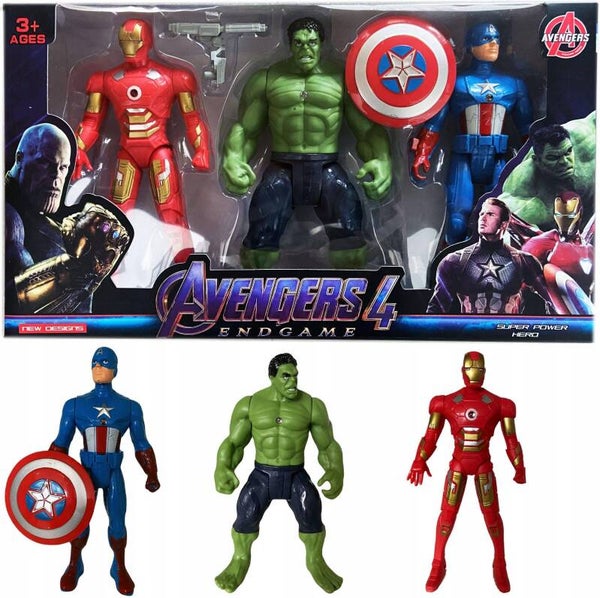 FIGURKI AVENGERS ZESTAW 3 SZTUKI AMERYKA HULK IRON