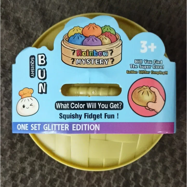 Gniotek Sensoryczny Duży Pierożek – Squishy Bun Rainbow Mystery (Glitter Edition)