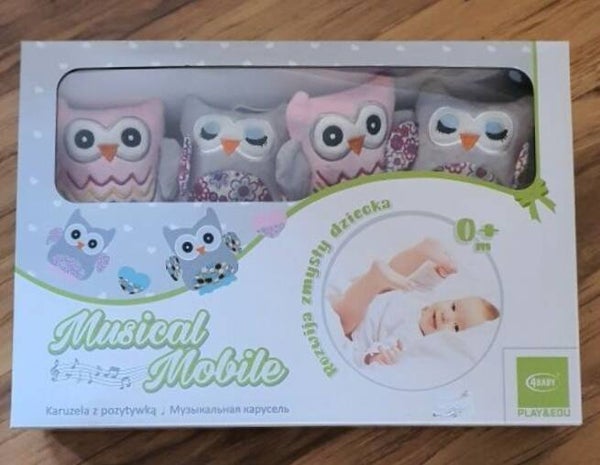 Karuzela z pozytywką 4baby różowe sówki