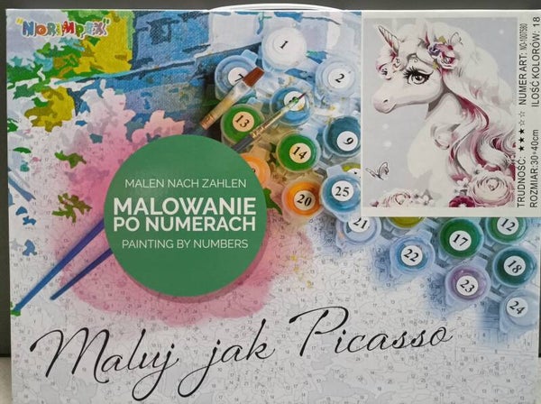 Malowanie Po Numerach Piękny Jednorożec Z Kwiatami 30X40