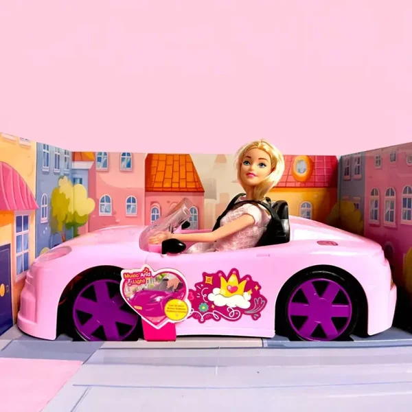 Różowy Kabriolet dla Lalki typu Barbie z Modną Laleczką