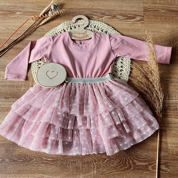 Sukienka sw052 Mamatti Różowa Serca