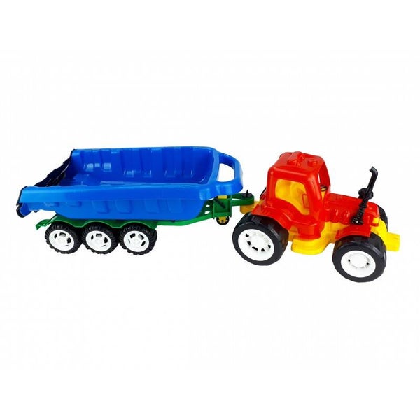 Duży Traktor Rolniczy z Trzyosiową Przyczepą Wywrotką