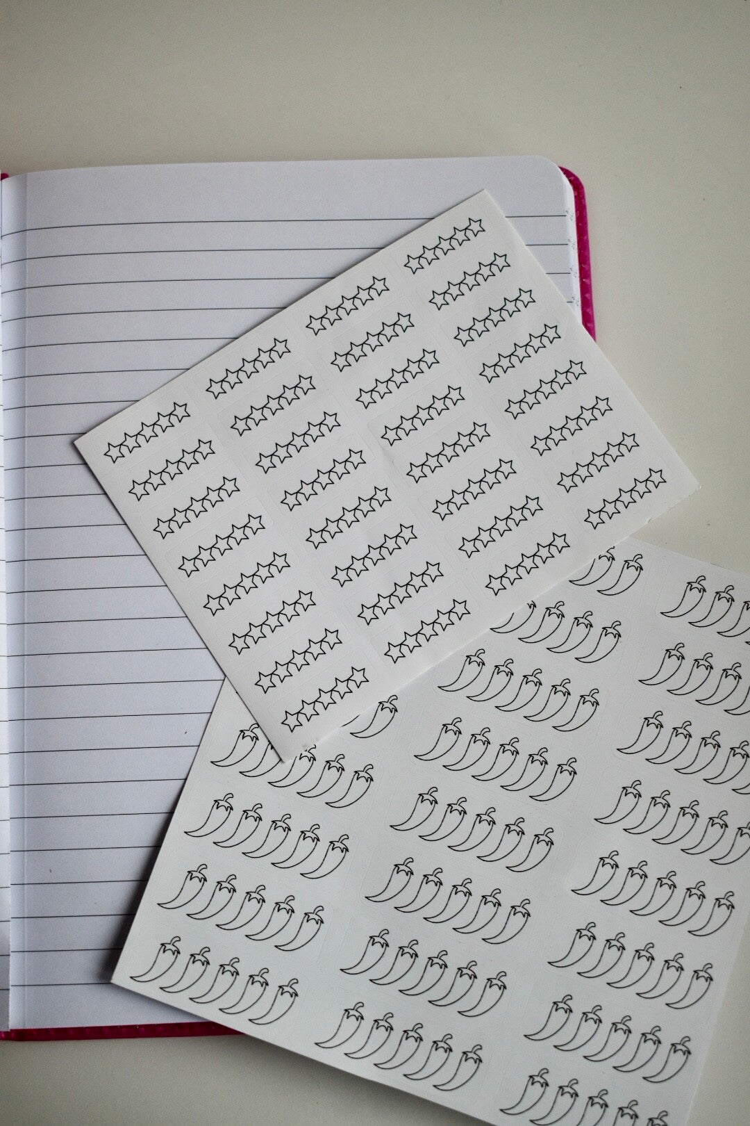 Book Rating Stickervellen - Star & Spicy Chili Pepper Stickers