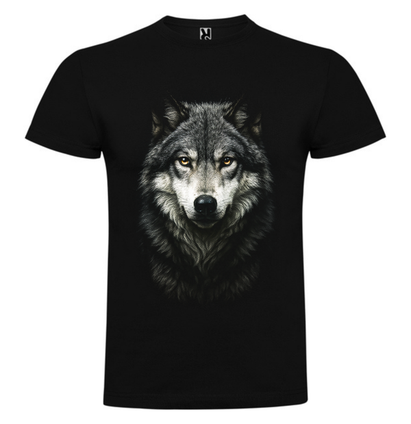 Zwarte t-shirt halftone print Wolf