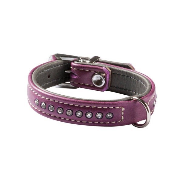 Adori halsband nappa leer bordeaux grijs bling bling