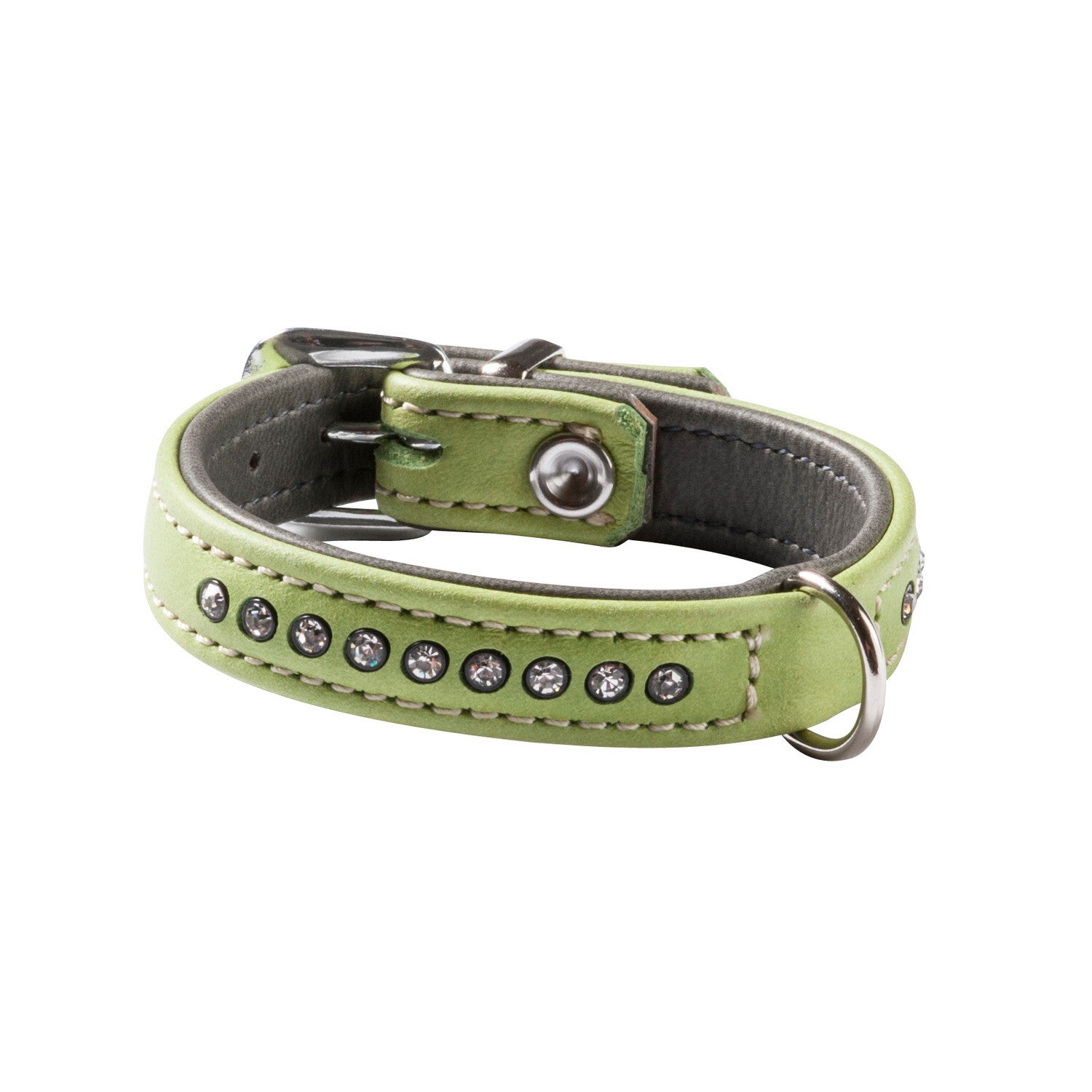 Adori halsband nappa leer lime groen bling bling
