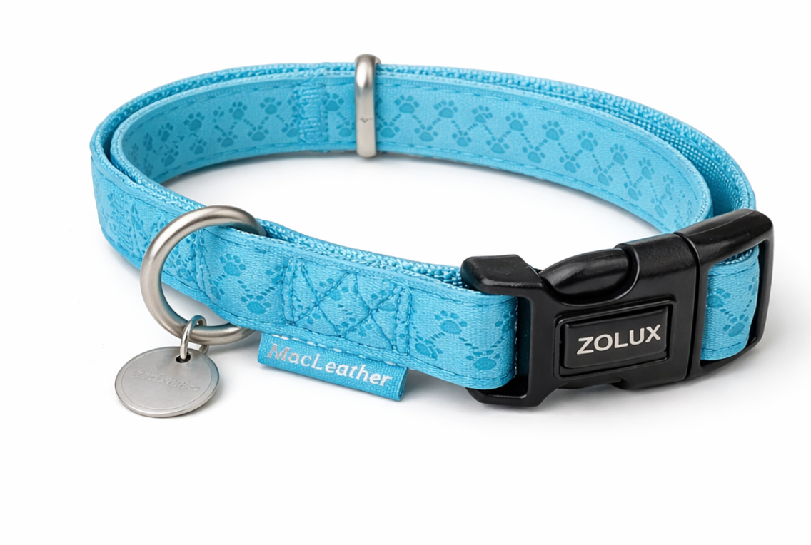 Macleather halsband blauw