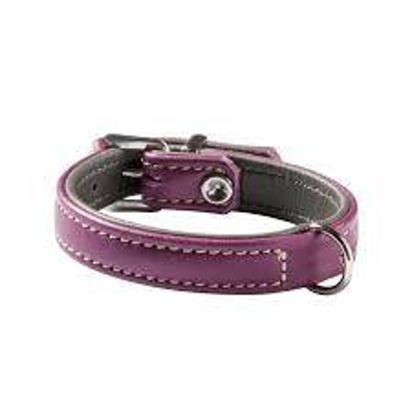 Adori halsband nappa leer bordeaux grijs