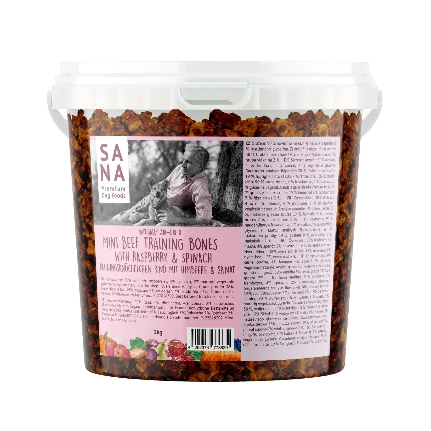 Sanadog trainers rund met framboos en spinazie