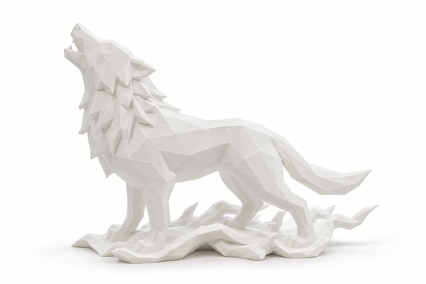 3D Huilende wolf geometrisch