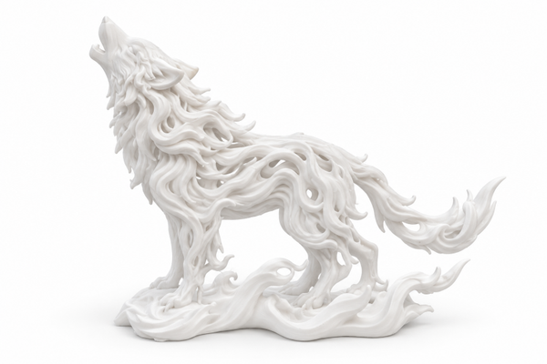 3D huilende wolf organisch