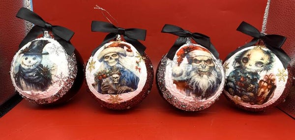 Scary Gothmas Set of 4 XL 10cm Baubles (Made to Order)