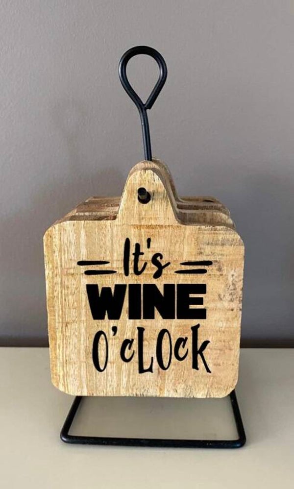Onderzetters vierkant / set van 6 stuks : it’s wine o’clock