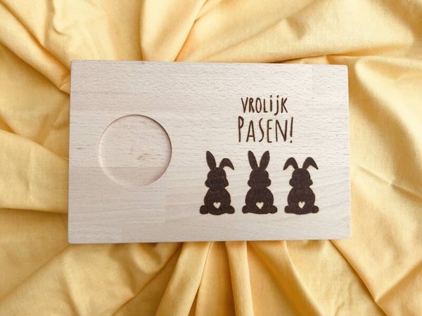 Ontbijtplankje : Vrolijk Pasen 3 bunny’s