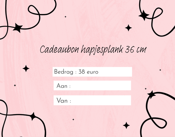 Cadeaubon hapjesplank van 36 cm