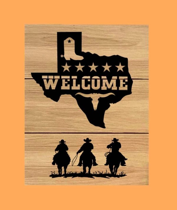 Tuinbord : Welcome Texas horses