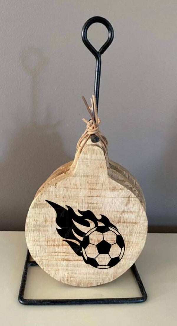 Onderzetters rond / set van 4 stuks : Football