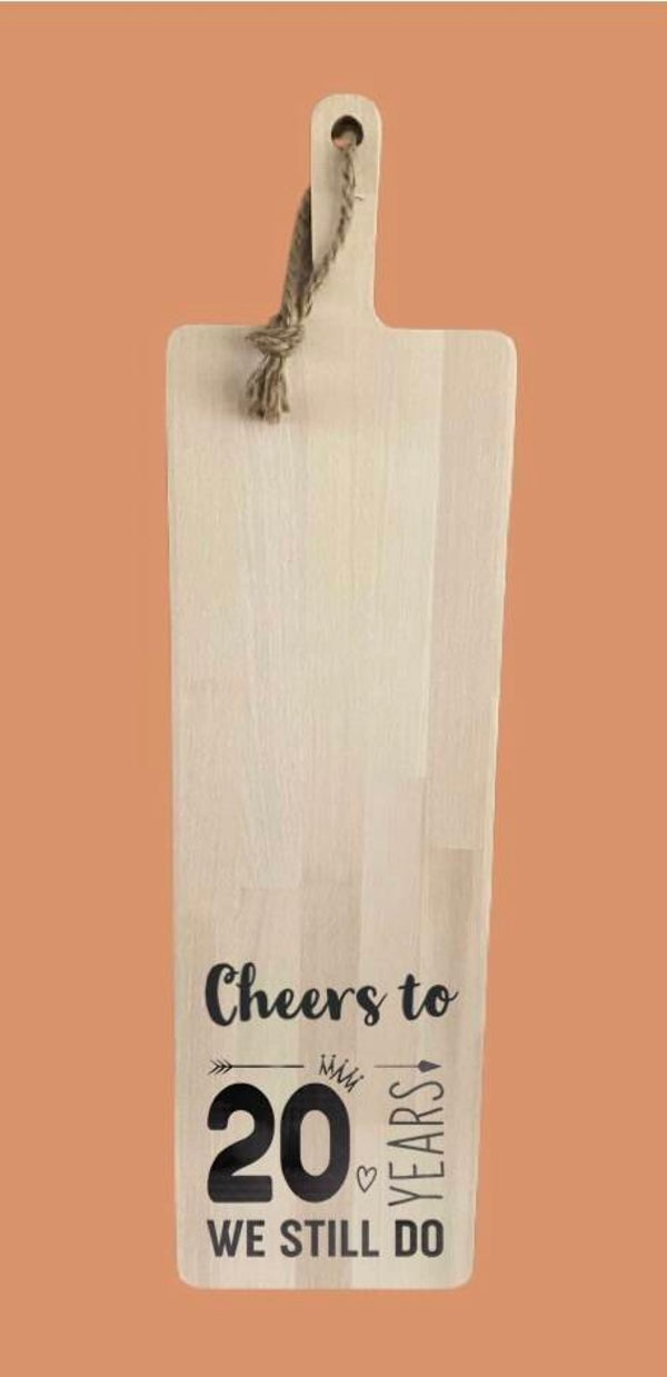 Tapasplank 74 cm : Cheers to 20 years I do