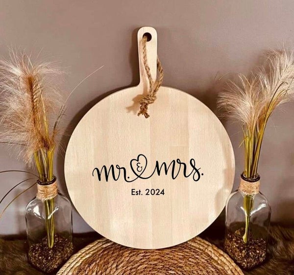 Ronde plank : Mr & Mrs Est. 2024