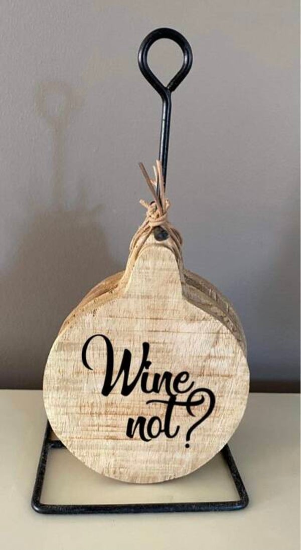 Onderzetters rond / set van 4 stuks : wine not