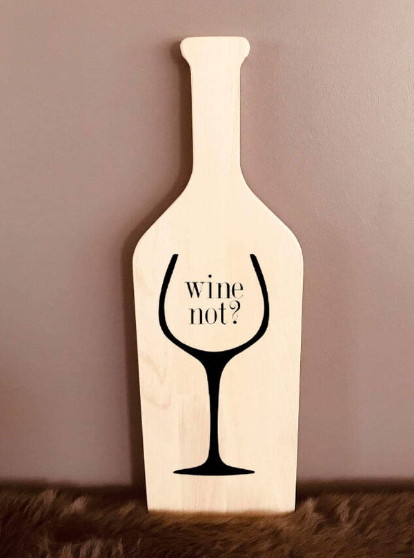 Fles-tapasplank : wine not? + glas