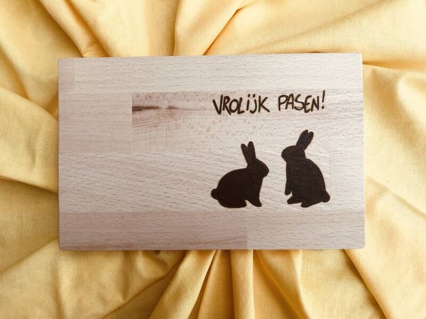 Ontbijtplankje : Vrolijk Pasen 2 bunny’s