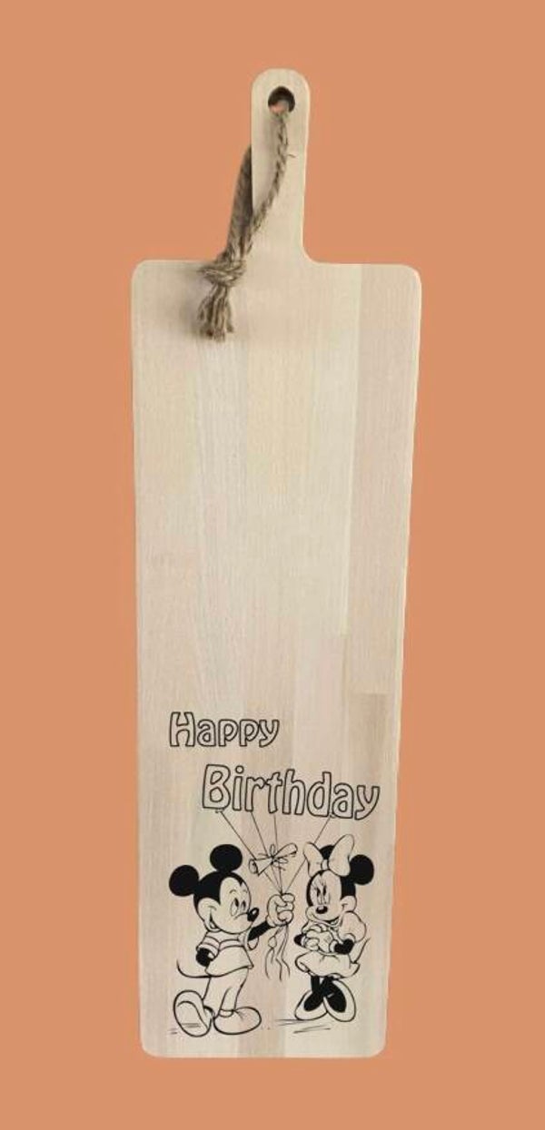 Tapasplank 74 cm : Mickey Minnie happy birthday