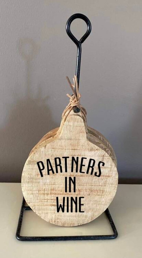 Onderzetters rond / set van 4 stuks : partners in wine