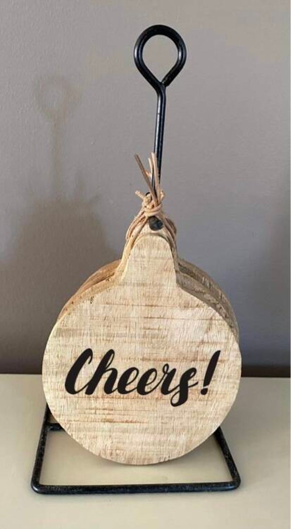 Onderzetters rond / set van 4 stuks : Cheers !