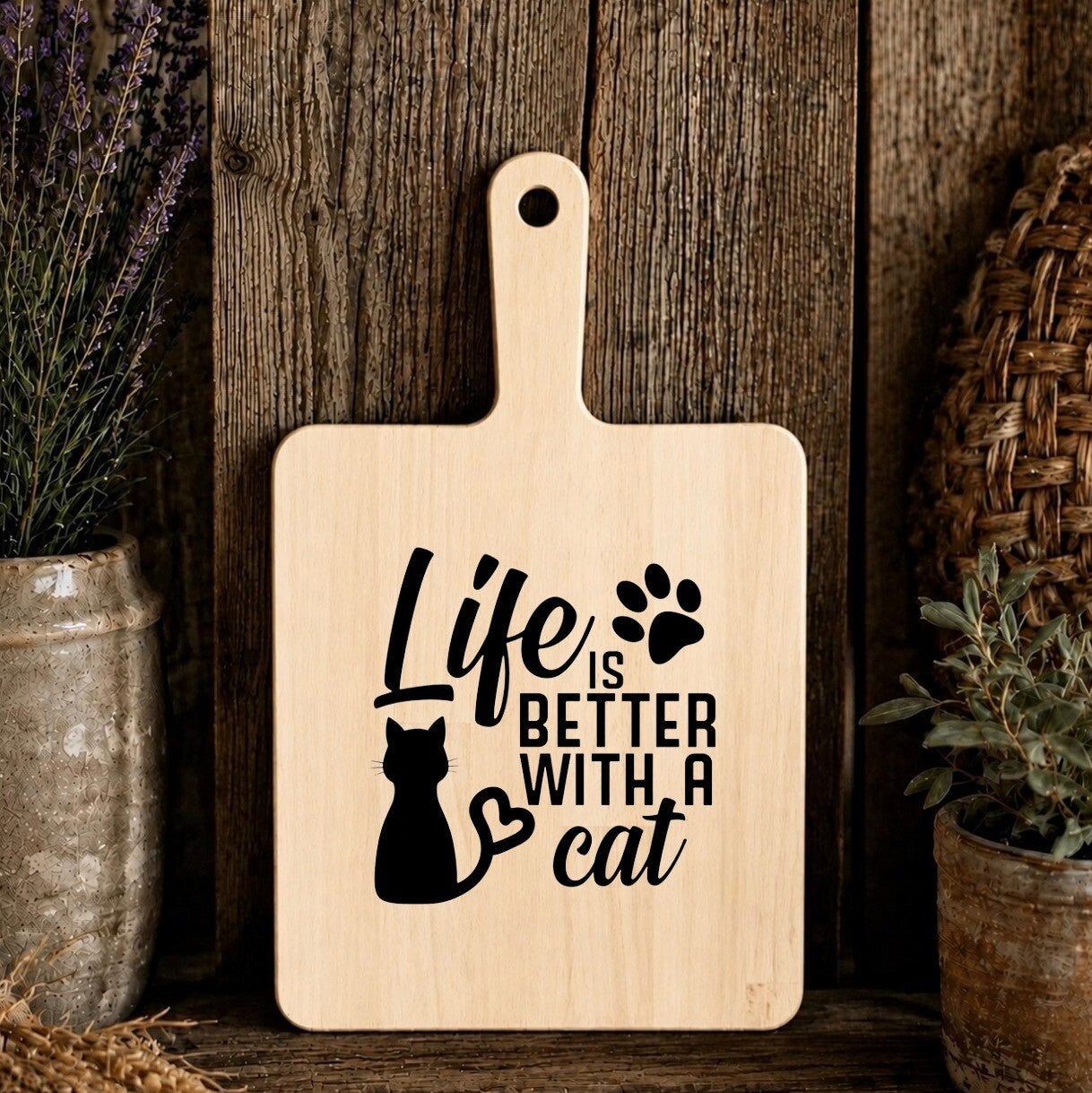Hapjesplank: Life is better with a cat