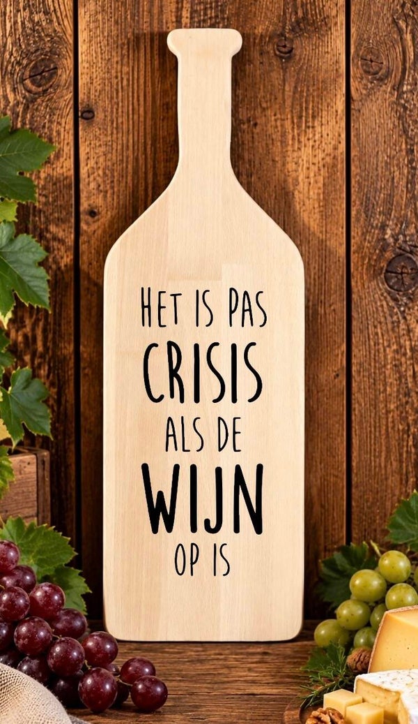 Fles-tapasplank : het is pas crisis als de wijn op is