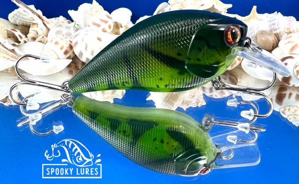 2.5 inch square bill - Ghost green with black craw pattern