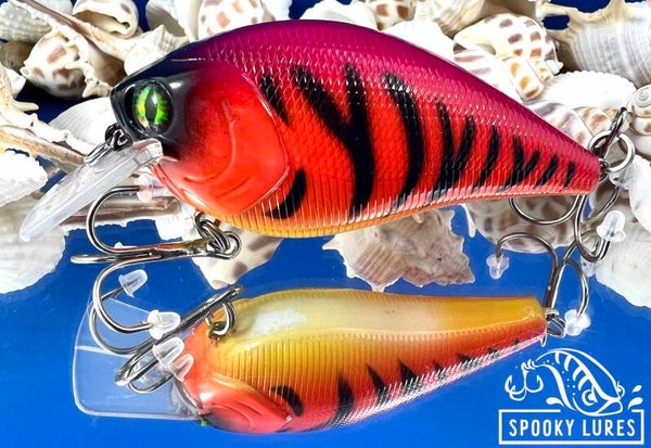 2.5 inch square bill - Orange fading to yellow body, pink back and black pattern