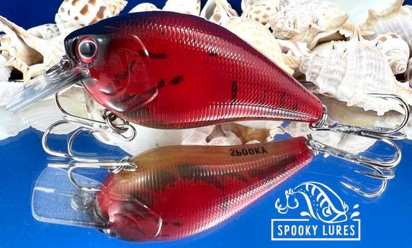 2.5 inch square bill - Ghost red craw with a dirty yellow belly
