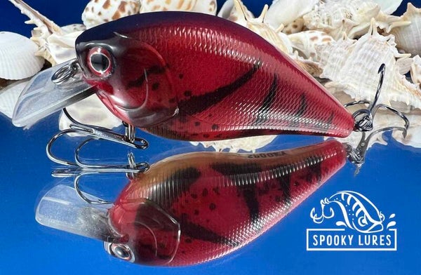 2.5 inch square bill - Ghost red and black craw