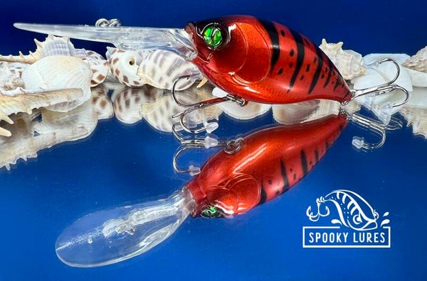 Large Deep Diver - Candy blood red with black perch stripes