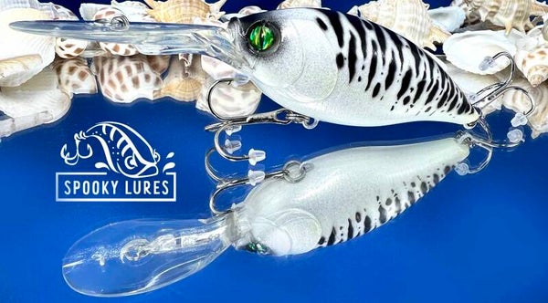 Large Deep Diver - Metallic white with black tiger claw stripes