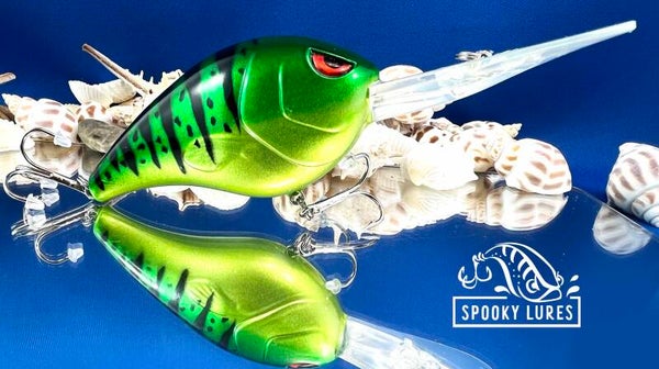 Fat Poppa - Candy emerald green fading to light candy green with large black perch stripes