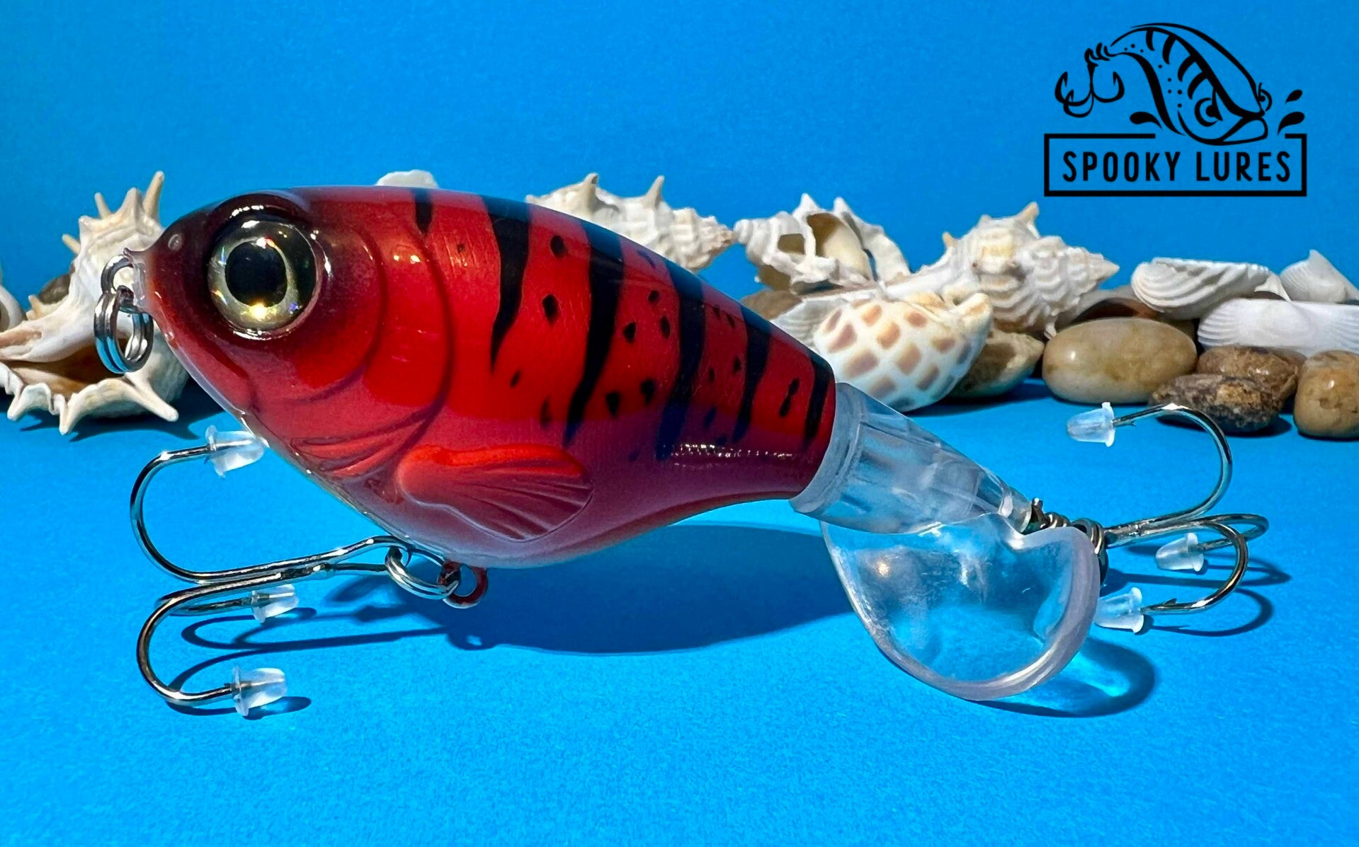 Plopper 75 - Red, yellow, white and black perch pattern