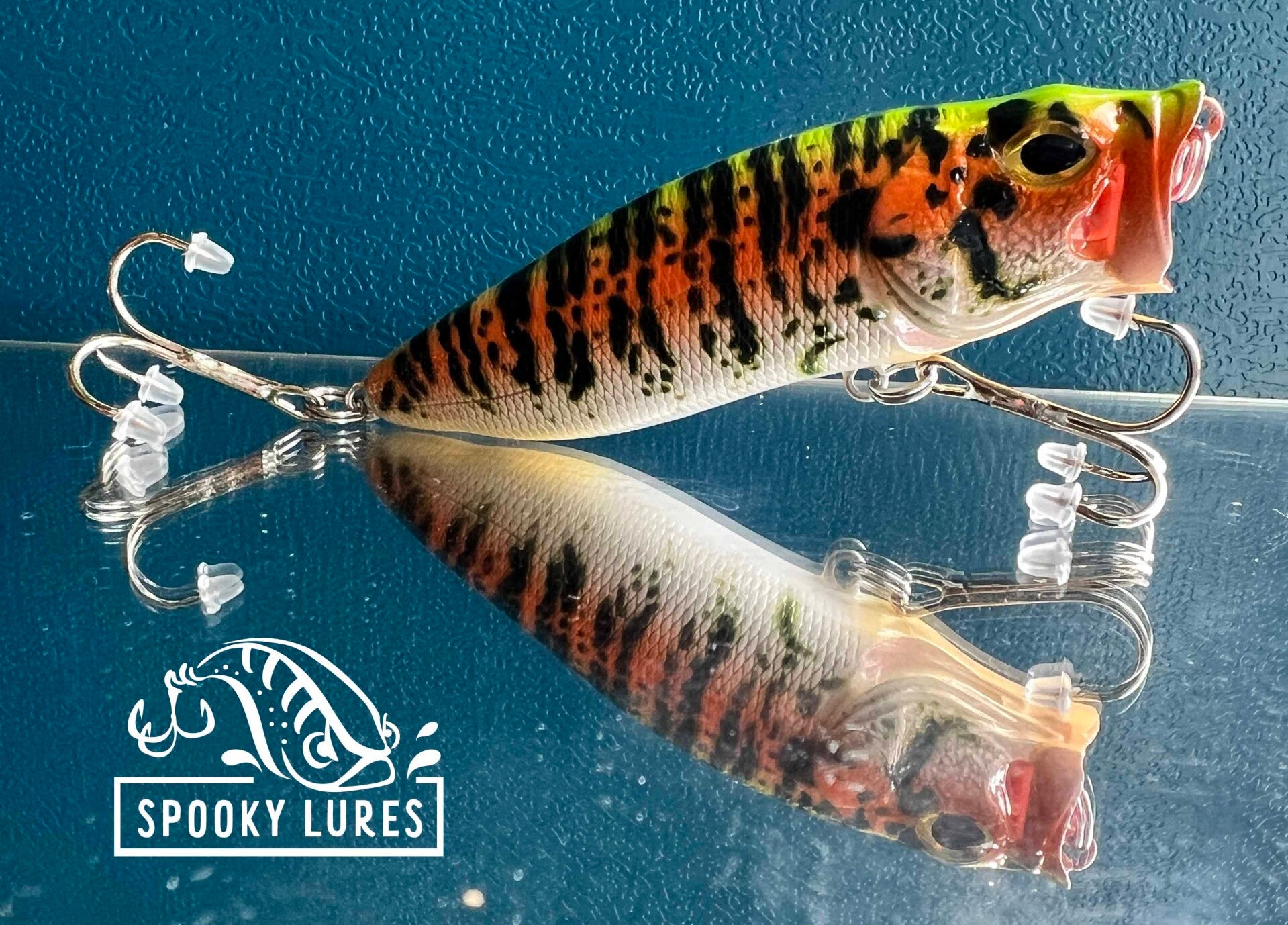 Vented Popper - light green and orange with dark green bass stripes