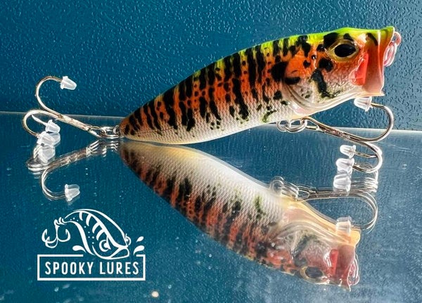 Vented Popper - light green and orange with dark green bass stripes
