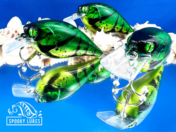 2.5 inch square bill - Holographic Candy emerald green fading to candy light green. Black craw pattern,