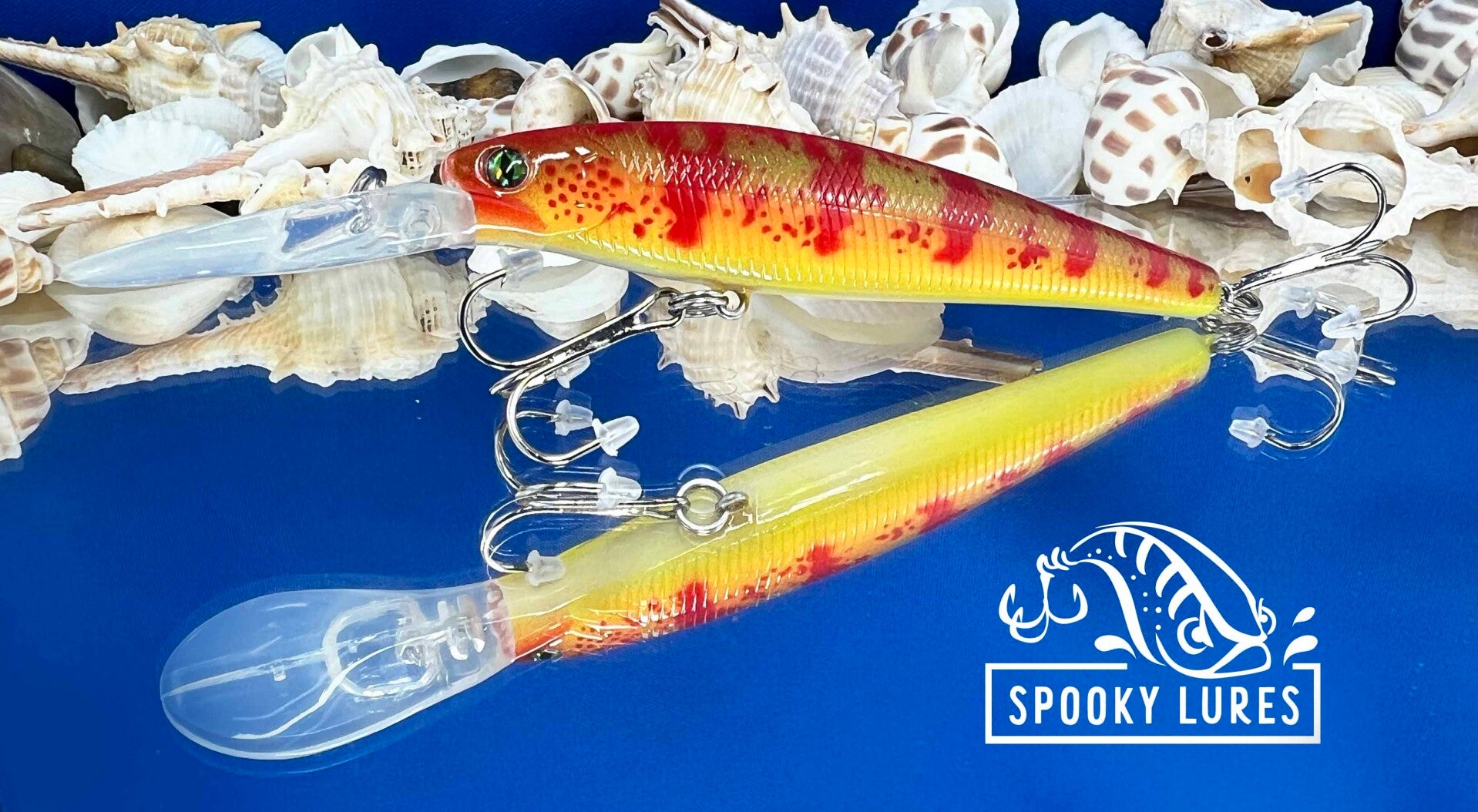 3.5 inch Medium Diver - orange to yellow fade covered by red perch pattern