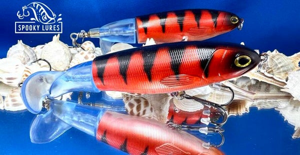 130 mm Plopper - Red to white fade with black perch stripes