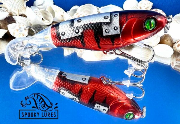 Plopper 110 - Candy blood red with metallic "repair" plates