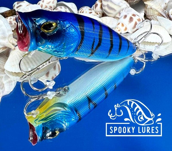 Vented Popper - Blue to white with black perch stripes